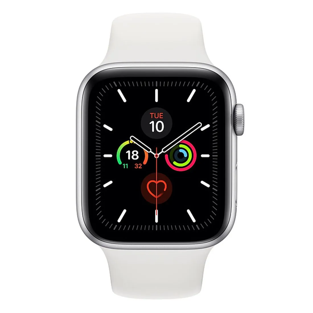 Apple Watch Series 5 44mm Silver Aluminum Case (GPS   Cellular) w/ White Sport Band - Excellent - Refurbished (AU Version)