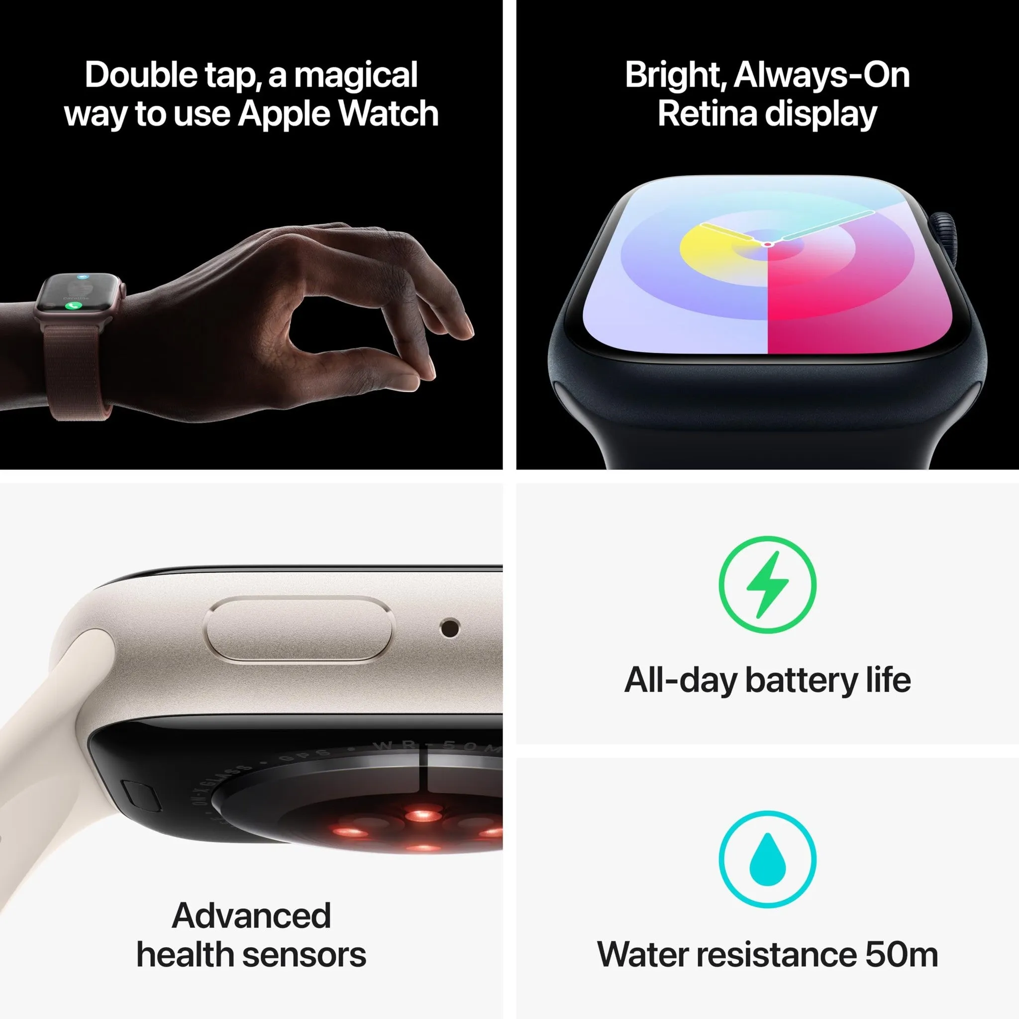 Apple Watch Series 9 [GPS 41mm] Smartwatch with Silver Aluminum Case with Storm Blue Sport Band S/M.