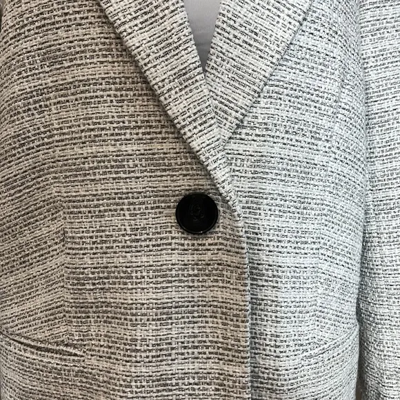 ASOS full length trench tweed design single button collared gray &amp; white 6