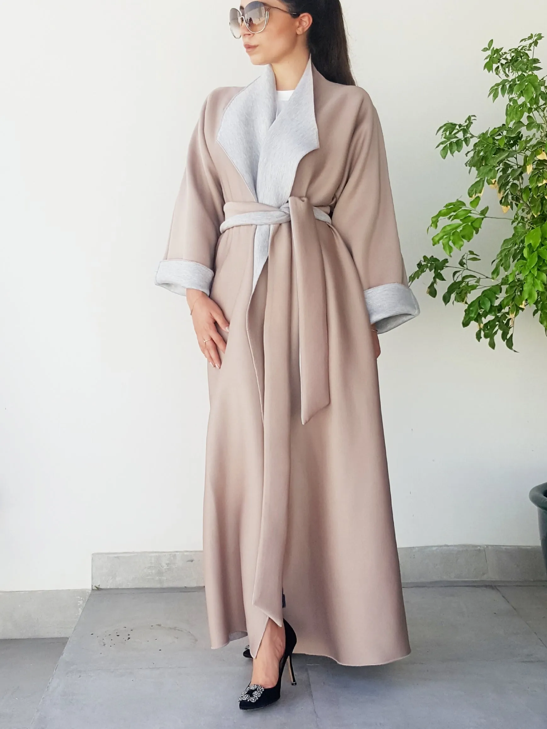 AW17 2 TONE RED & GREY OVERLAP SPORTSLUXE ABAYA
