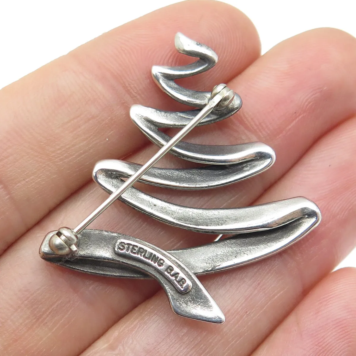 B. A. BALLOU & CO. 925 Sterling Silver Vintage Modernist Christmas Tree Brooch
