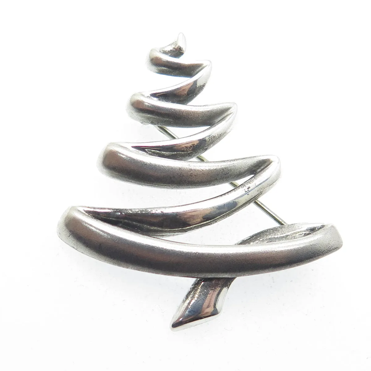 B. A. BALLOU & CO. 925 Sterling Silver Vintage Modernist Christmas Tree Brooch