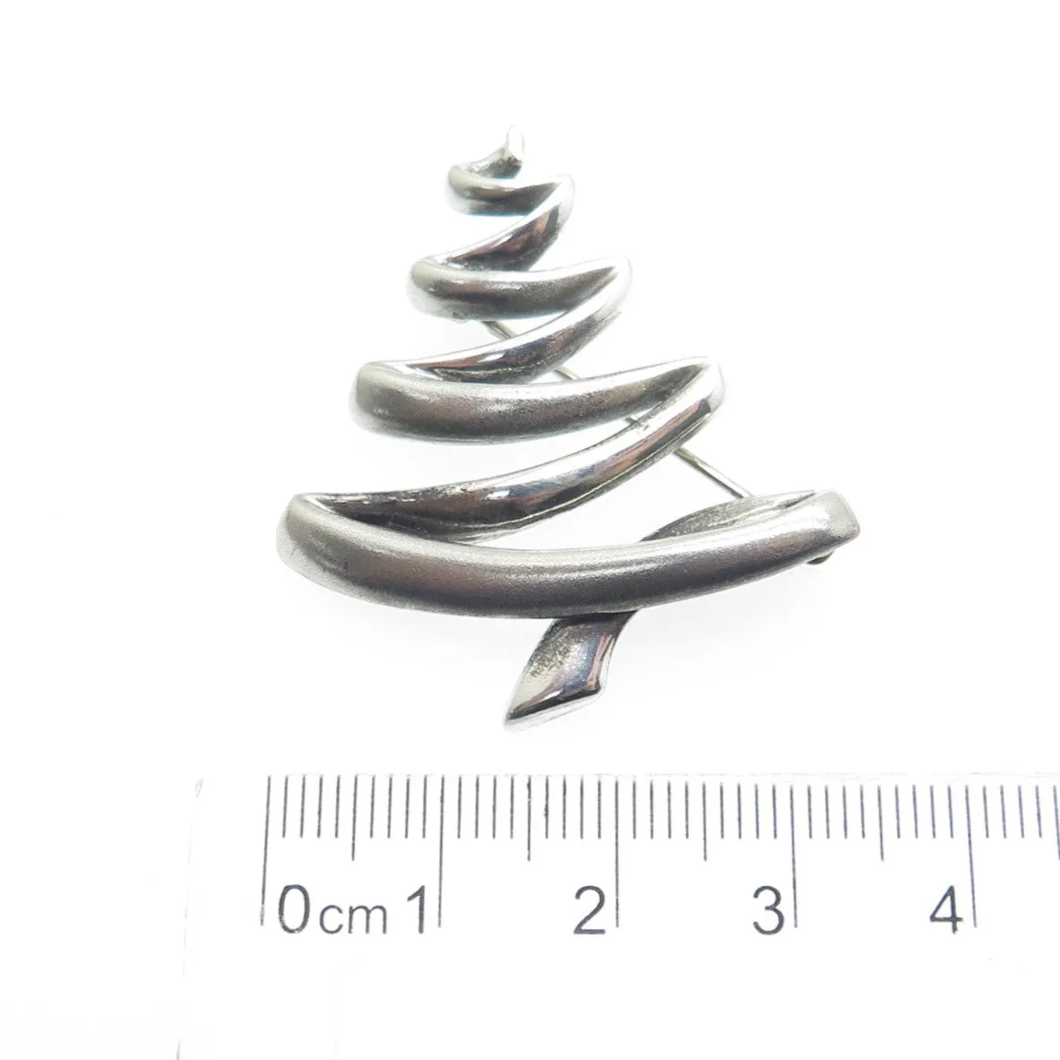 B. A. BALLOU & CO. 925 Sterling Silver Vintage Modernist Christmas Tree Brooch