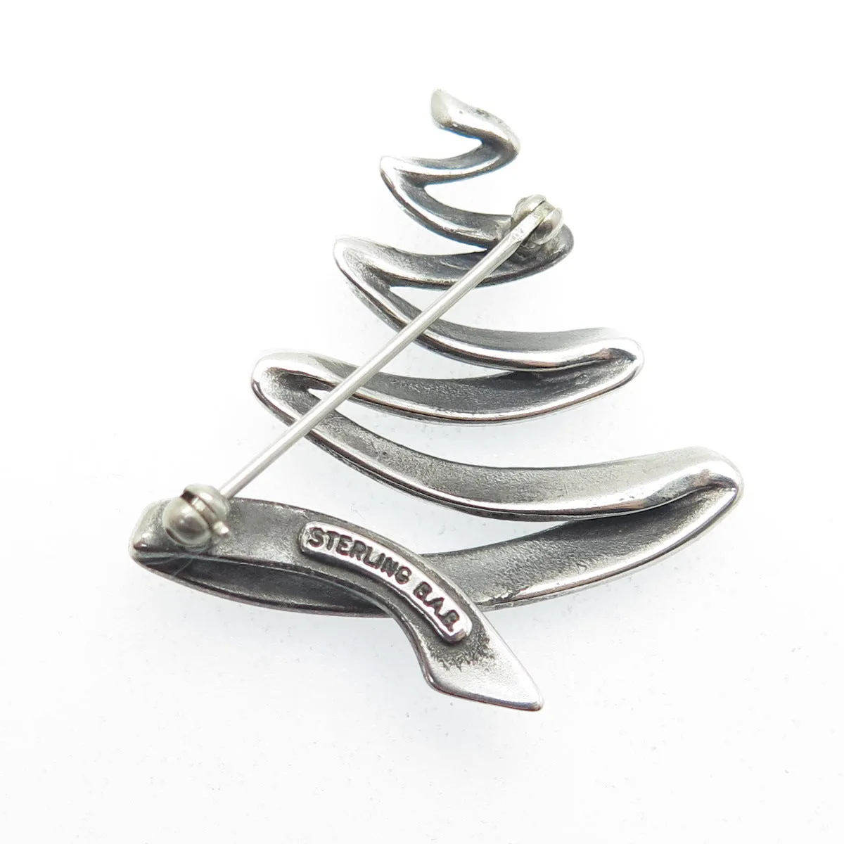 B. A. BALLOU & CO. 925 Sterling Silver Vintage Modernist Christmas Tree Brooch