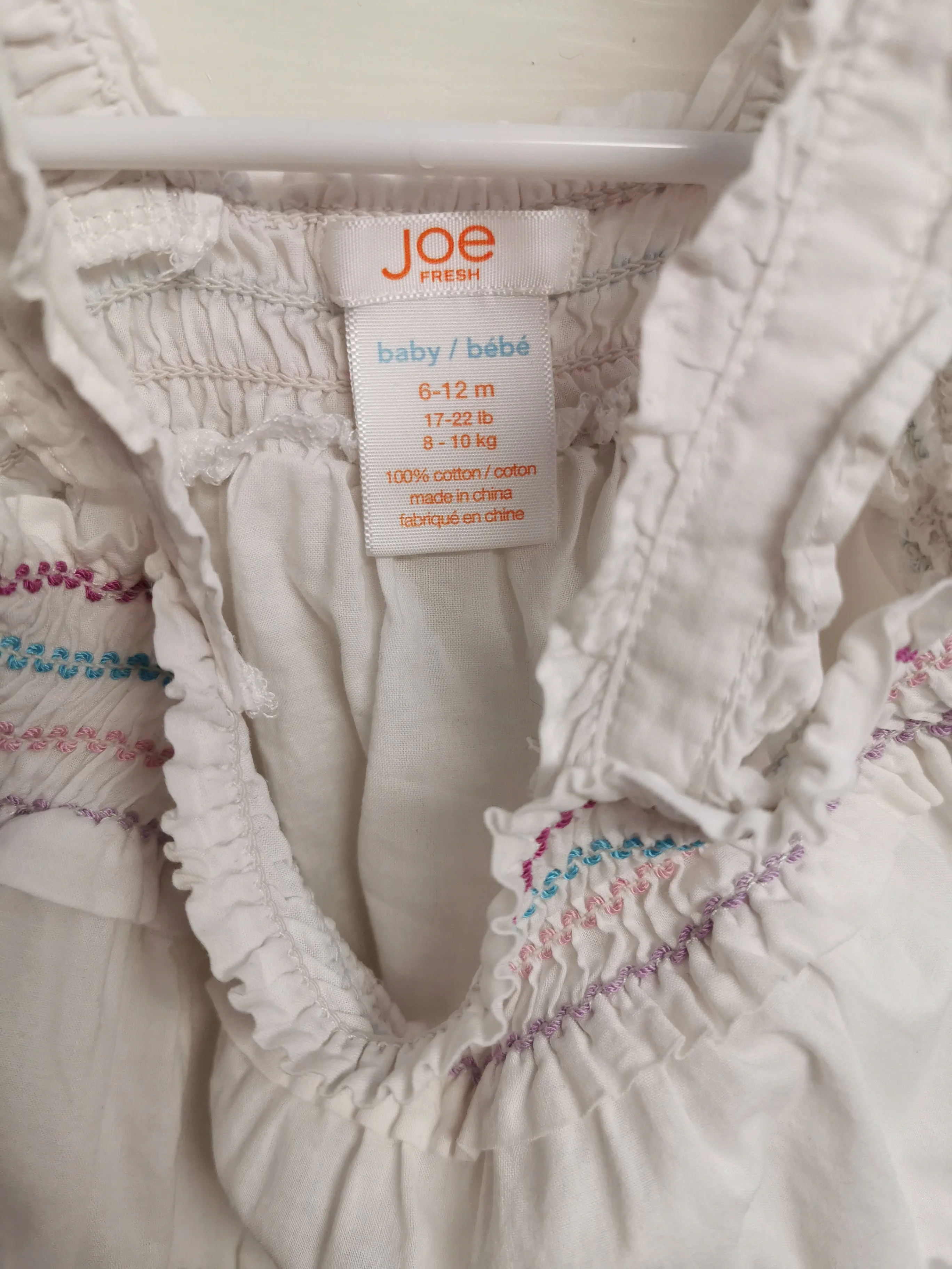 BABY GIRL SIZE 6/12 MONTHS - JOE FRESH Ruffled Boho Summer Dress EUC B37