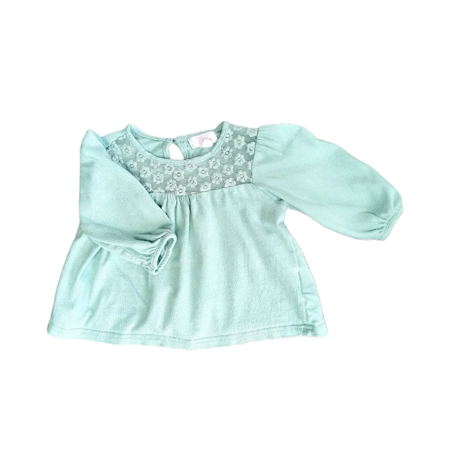 BABY GIRL SIZE 6/12 MONTHS - PUMPKIN PATCH, Soft Muslin, Lace Boho Top VGUC B32