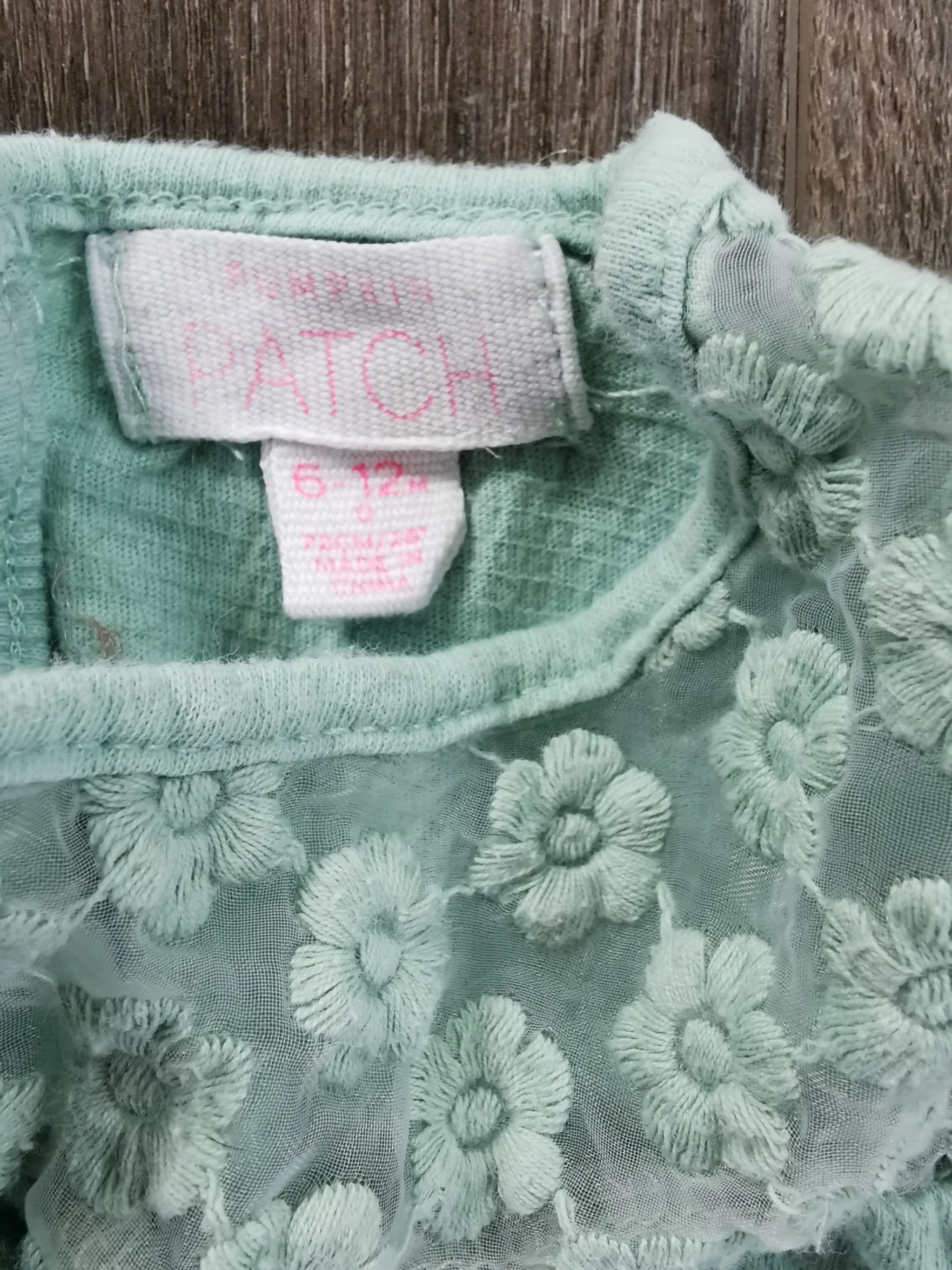 BABY GIRL SIZE 6/12 MONTHS - PUMPKIN PATCH, Soft Muslin, Lace Boho Top VGUC B32