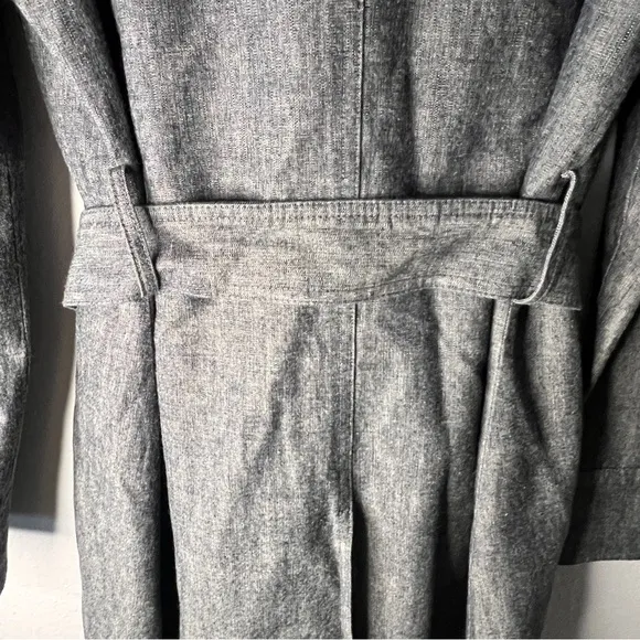 Banana Republic Gray Denim Double-Breasted Trench Coat Jacket with Belt Sz L