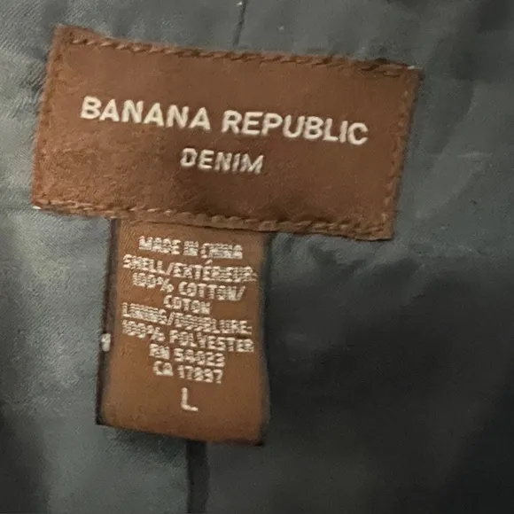 Banana Republic Gray Denim Double-Breasted Trench Coat Jacket with Belt Sz L