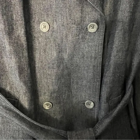 Banana Republic Gray Denim Double-Breasted Trench Coat Jacket with Belt Sz L