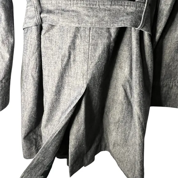 Banana Republic Gray Denim Double-Breasted Trench Coat Jacket with Belt Sz L