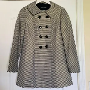 Banana Republic Women's Gold &amp; Black Striped Double Breasted Jacket Trench Coat