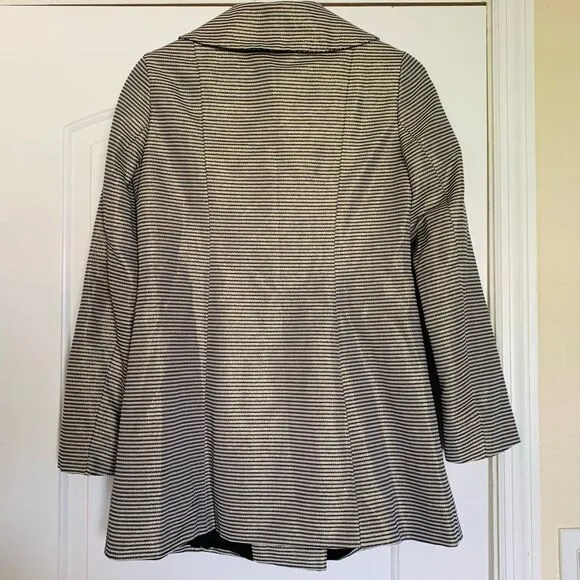Banana Republic Women's Gold &amp; Black Striped Double Breasted Jacket Trench Coat