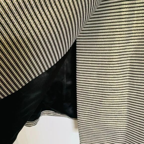 Banana Republic Women's Gold &amp; Black Striped Double Breasted Jacket Trench Coat