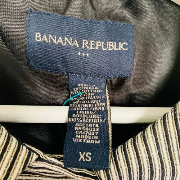 Banana Republic Women's Gold &amp; Black Striped Double Breasted Jacket Trench Coat