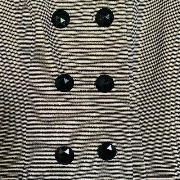 Banana Republic Women's Gold &amp; Black Striped Double Breasted Jacket Trench Coat