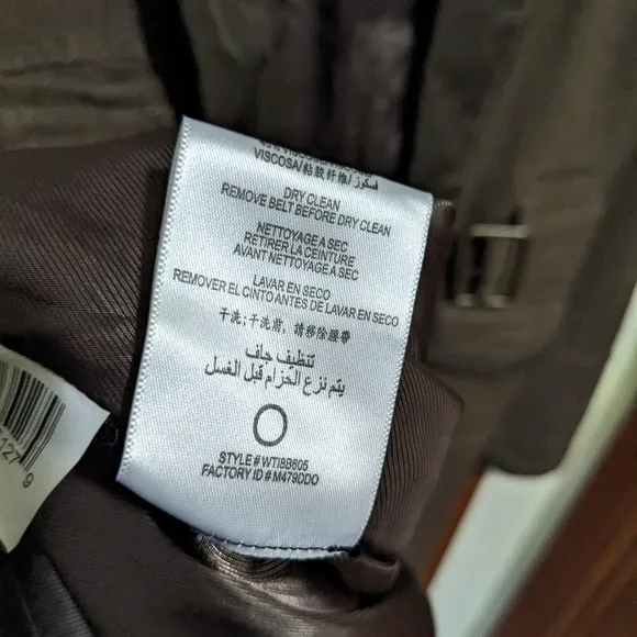 BCBG Maxaria Woman's Double Breasted Long Olive Trench Coat Size L