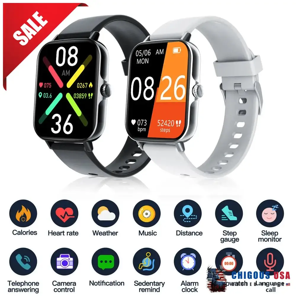 Bearscome BCF107 Blood Pressure Heart Rate Blood oxygen Blood Sugar Sleep Monitoring Bluetooth Call Waterproof Smartwatch