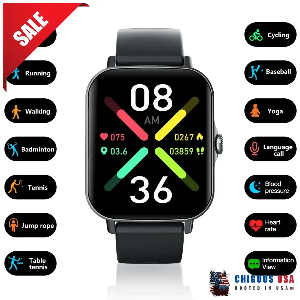 Bearscome BCF107 Blood Pressure Heart Rate Blood oxygen Blood Sugar Sleep Monitoring Bluetooth Call Waterproof Smartwatch