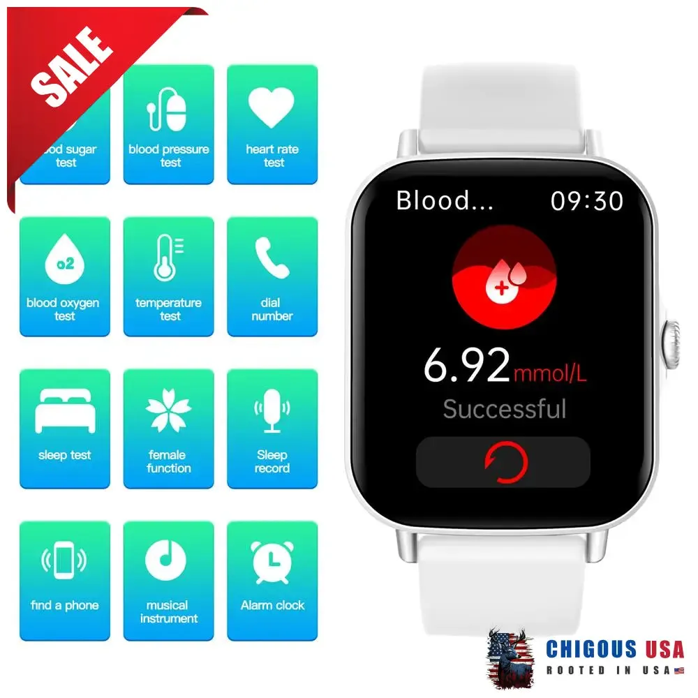 Bearscome BCF107 Blood Pressure Heart Rate Blood oxygen Blood Sugar Sleep Monitoring Bluetooth Call Waterproof Smartwatch