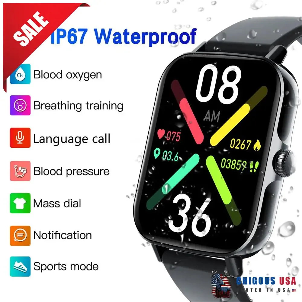 Bearscome BCF107 Blood Pressure Heart Rate Blood oxygen Blood Sugar Sleep Monitoring Bluetooth Call Waterproof Smartwatch