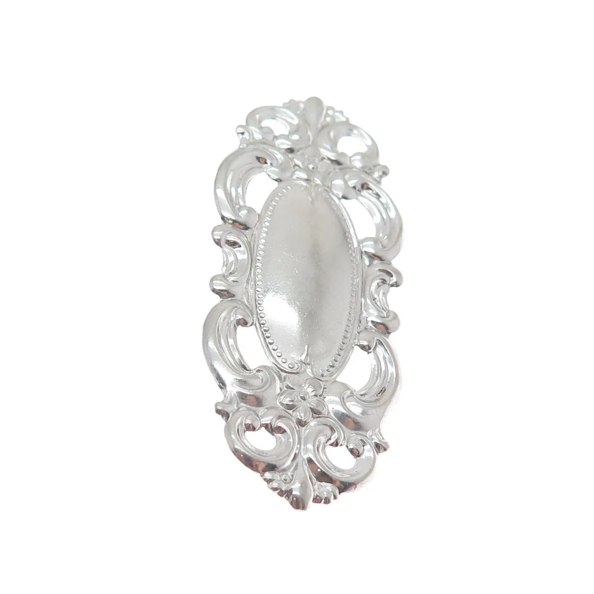 BEAU 925 Sterling Silver Antique Art Deco Repousse Flower Pin Brooch