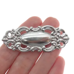 BEAU 925 Sterling Silver Antique Art Deco Repousse Flower Pin Brooch