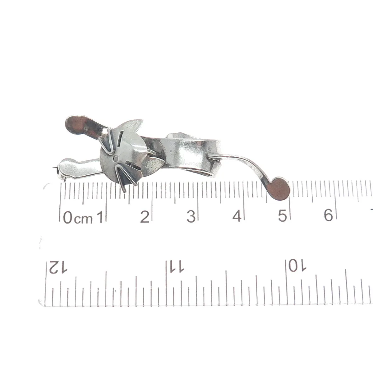 BEAU 925 Sterling Silver Vintage Modernist Cat Pin Brooch