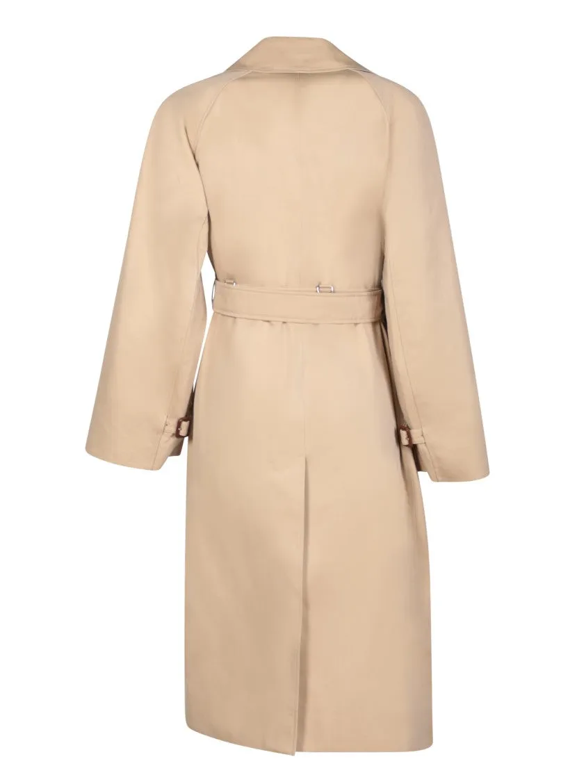 Beige Double-Breasted Trench Coats