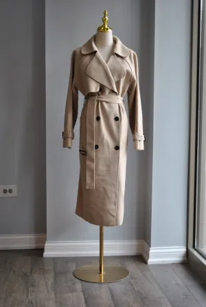 BEIGE SWEATER TRENCH COAT