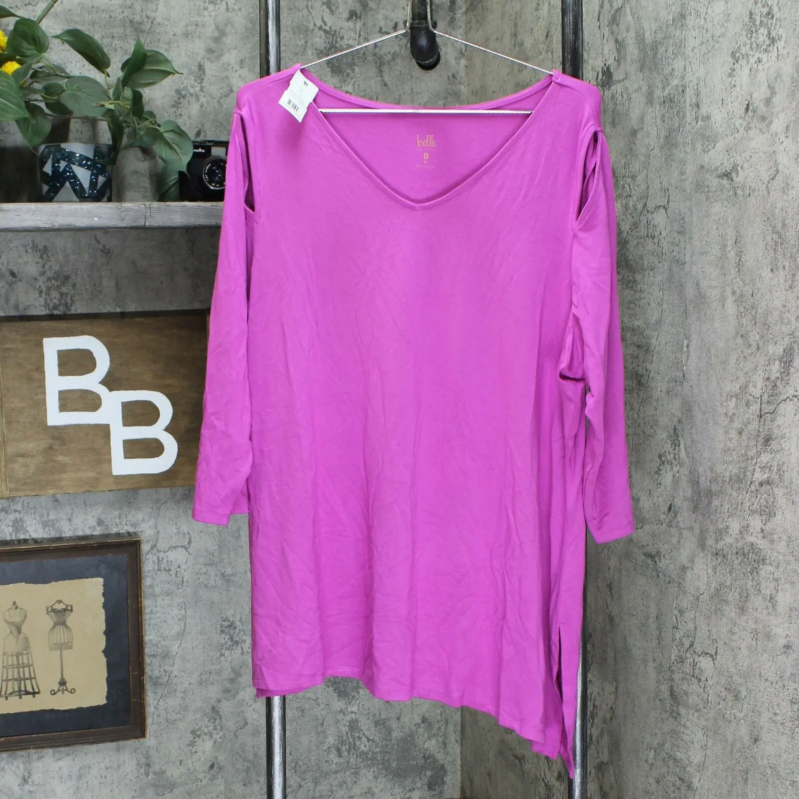 Belle by Kim Gravel Women's Knit Top With Asymmetrical Hem