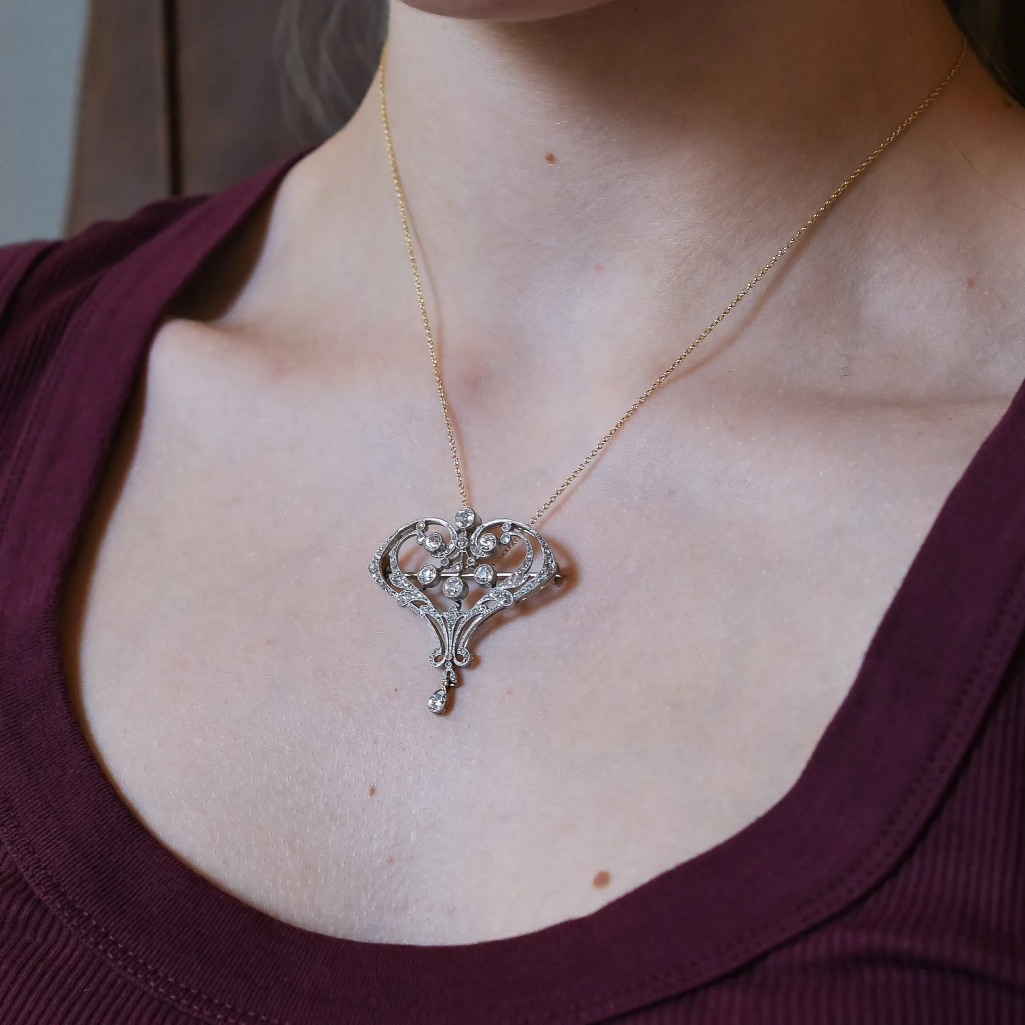 Belle Époque Platinum Diamond Brooch