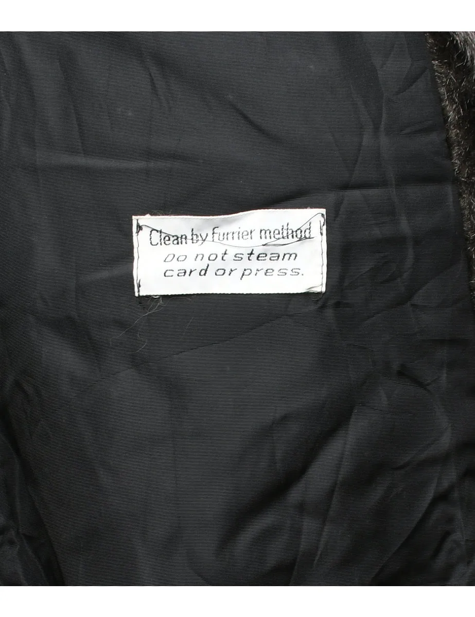 Black Faux Fur Coat - M