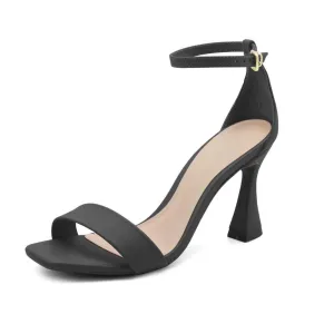 Black Square Toe Asymmetric Heel