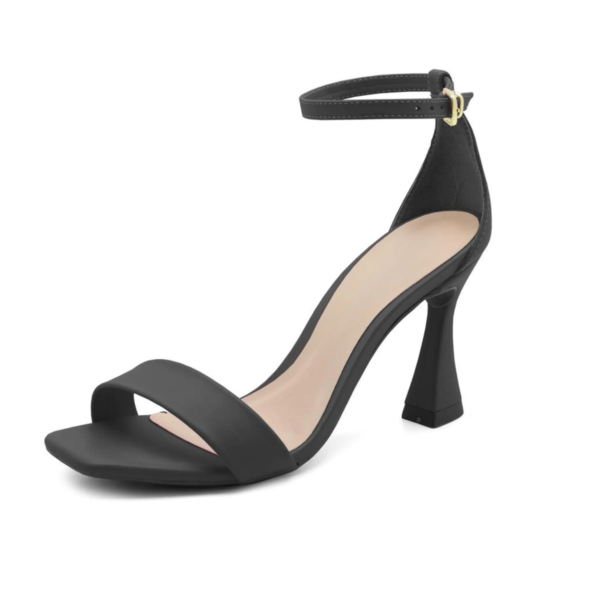 Black Square Toe Asymmetric Heel