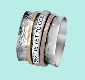 Bluenoemi Israeli Spinner Ring Silver Gold "The best is yet to come"