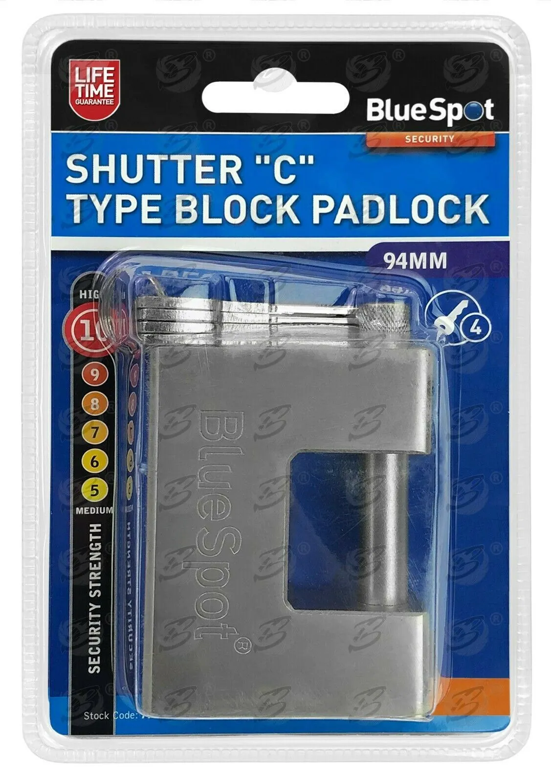 BLUESPOT 3FT LONG 10MM LINKS SECURITY CHAIN WITH 94MM HIGH SECURITY PADLOCK