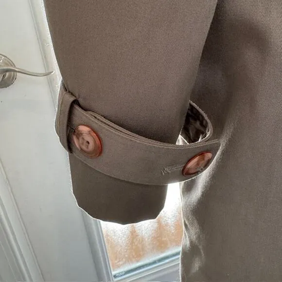 Brem Rainwear Sz 16P Belted Beige Double Breasted Wool Lined Trench Coat