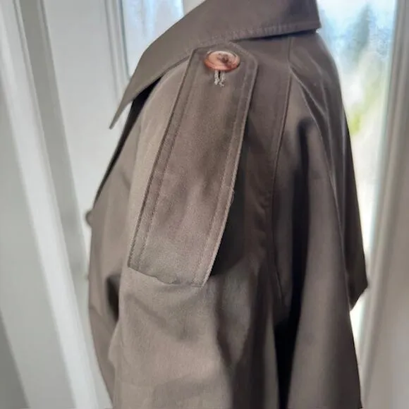 Brem Rainwear Sz 16P Belted Beige Double Breasted Wool Lined Trench Coat