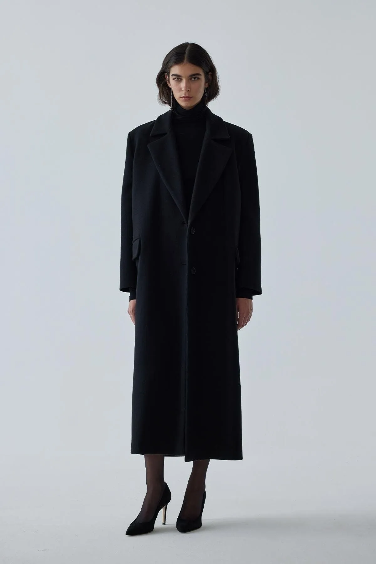 Brown Black Maxi Cashmere Coat