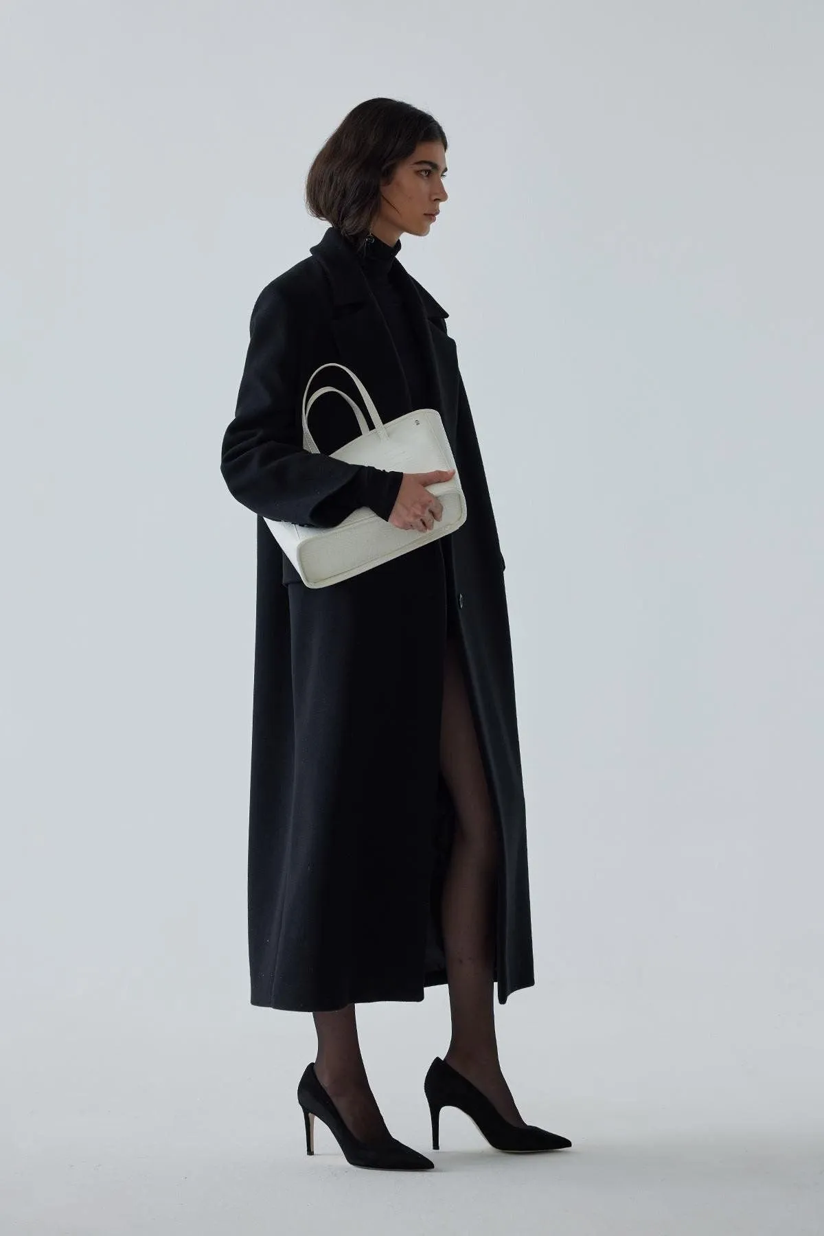 Brown Black Maxi Cashmere Coat