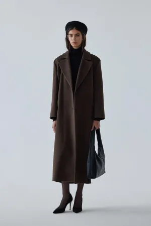 Brown Black Maxi Cashmere Coat