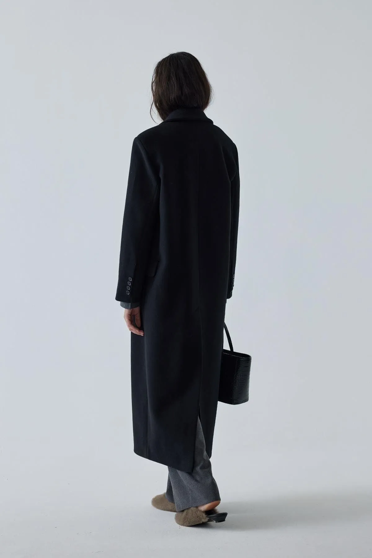 Brown Black Maxi Cashmere Coat