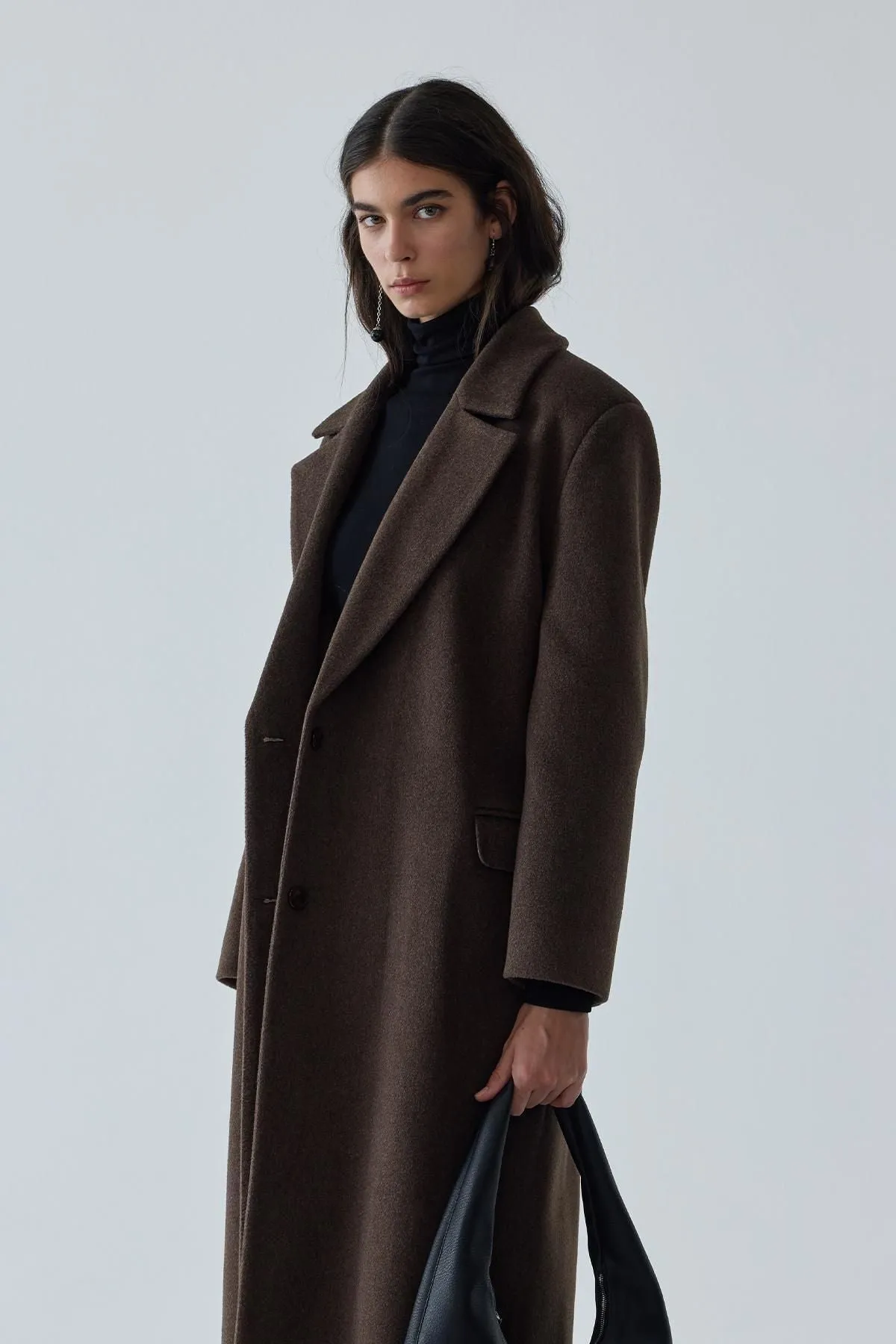 Brown Black Maxi Cashmere Coat