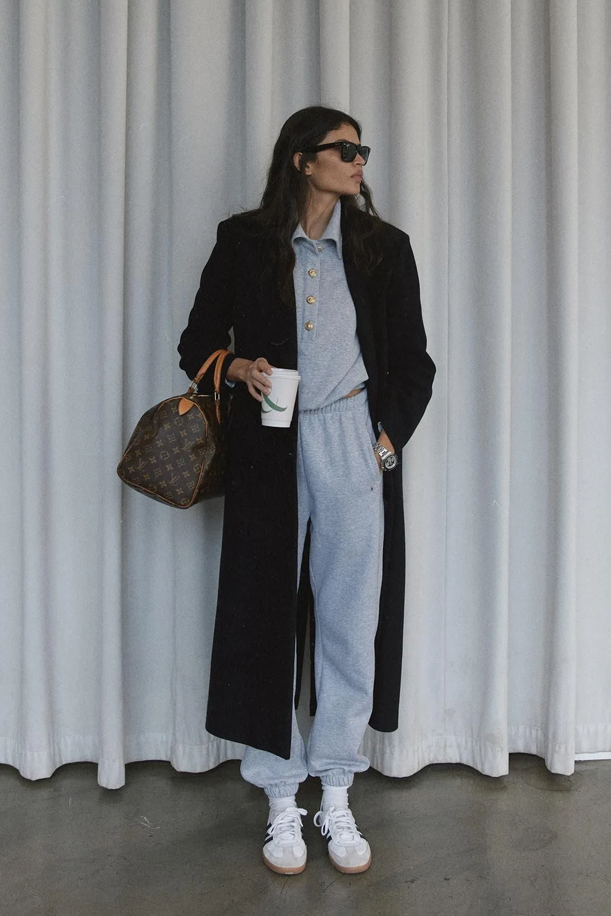 Brown Black Maxi Cashmere Coat
