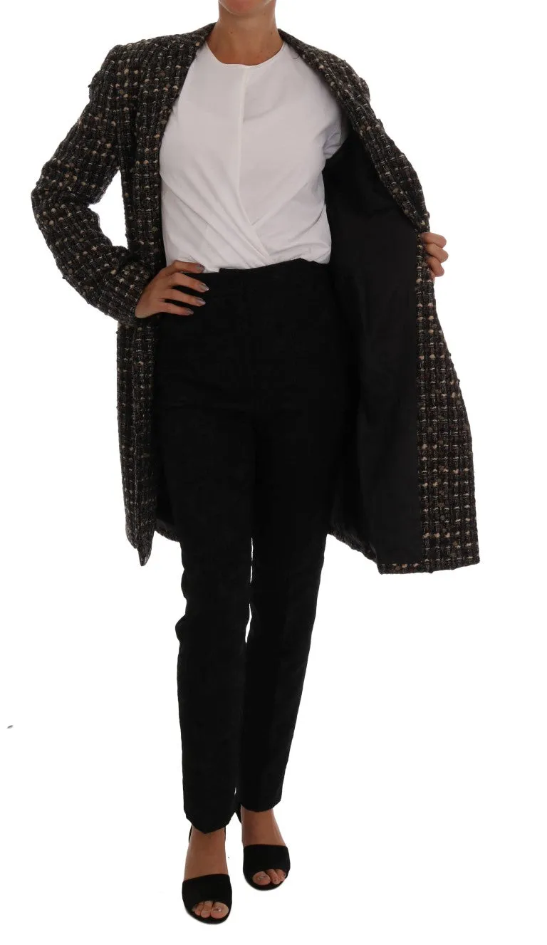 Brown Wool Tweed Single Breasted Jacket