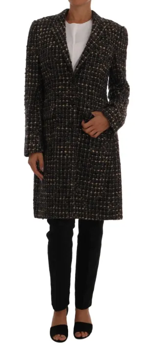 Brown Wool Tweed Single Breasted Jacket