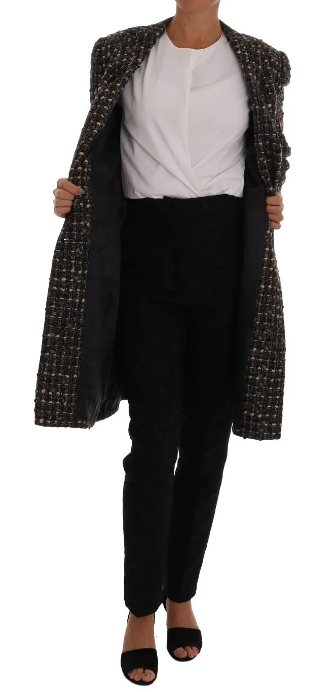 Brown Wool Tweed Single Breasted Jacket