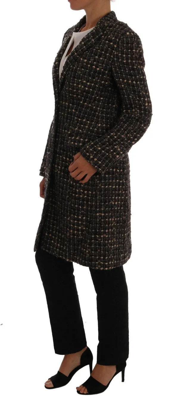 Brown Wool Tweed Single Breasted Jacket