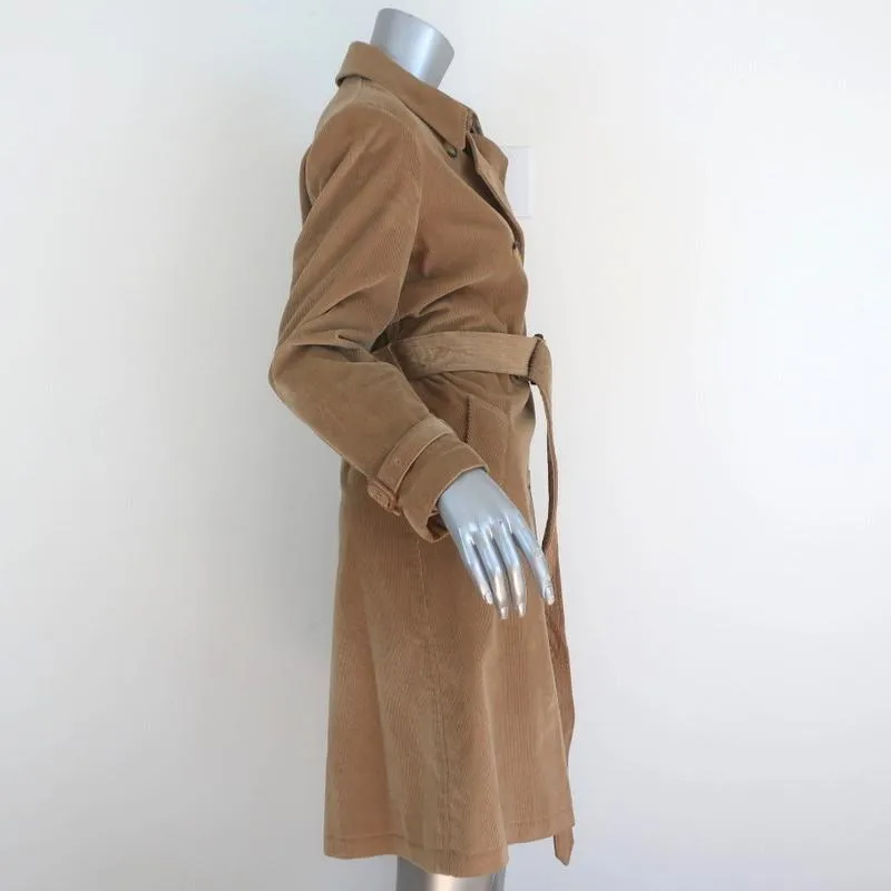 Burberry Corduroy Trench Coat Camel Size US 6 Double Breasted Jacket